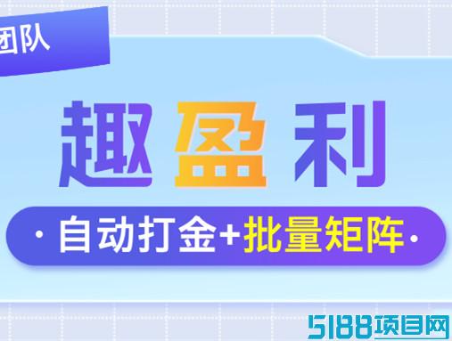 【趣盈利】自动打金+游戏赚，收益长期稳定，可批量矩阵！