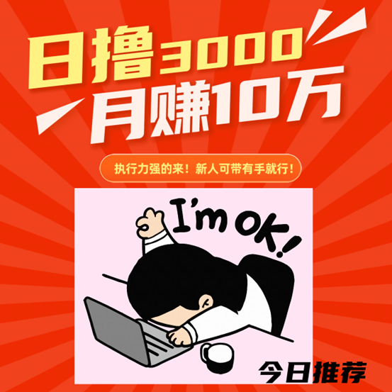 鎂琻搬砖日擼3k有手就行，新手可带！来几个执行力强做事的
