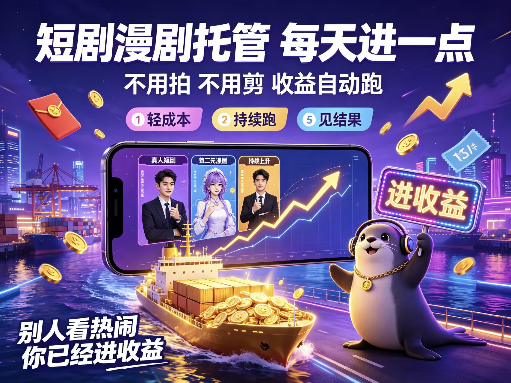 首码荧光短剧全代运营分成安逸副业收益