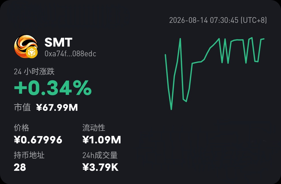 零撸【smart斯玛特】8月13号上线！SMT碧一个0.1u