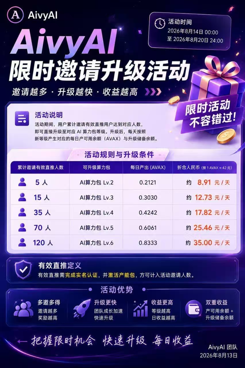 今日首码AivyAI，零撸新模式，喜欢撸u的来，对接团队长！
