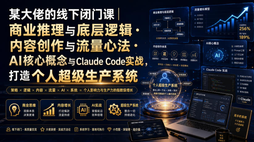 商业推理与底层逻辑・内容创作与流量心法・AI核心概念与Claude Code实战